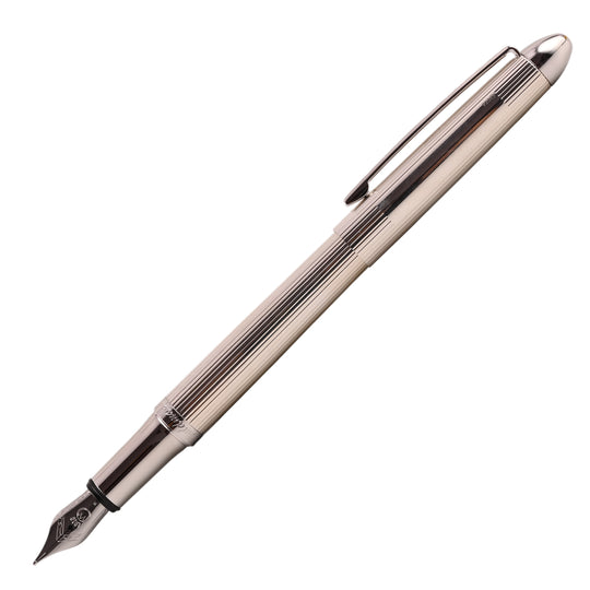 Waldmann Pocket Fountain Pen - Pinstripe Silver CT