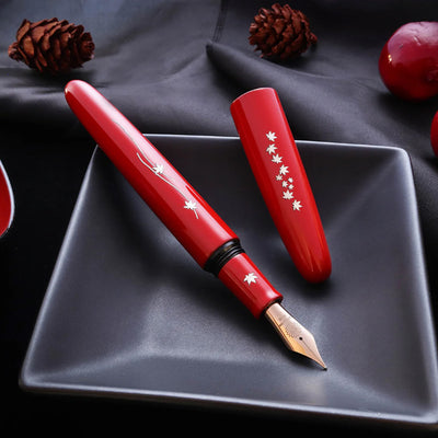 Wancher Dream Zogan Urushi Fountain Pen - Momiji Red GT 6