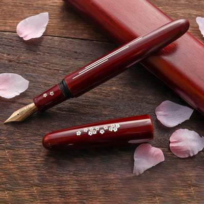 Wancher Dream Zogan Urushi Sakura River Fountain Pen - Aka Tamenuri GT 1