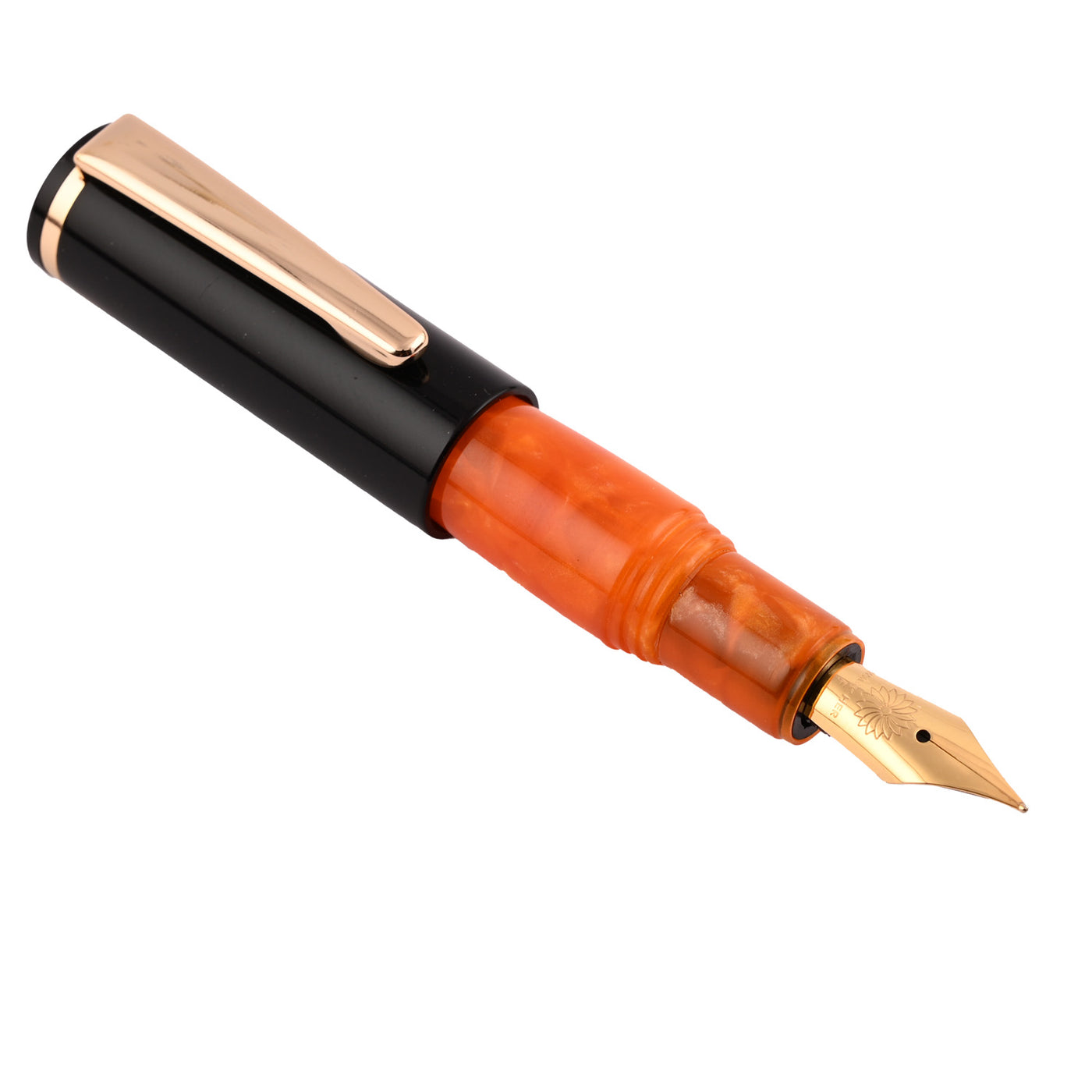 Wancher PuChiCo Fountain Pen - Black Chocolate Orange GT 1