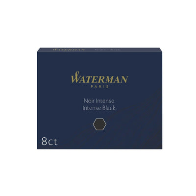 Waterman Long Ink Cartridge Pack of 8 - Intense Black