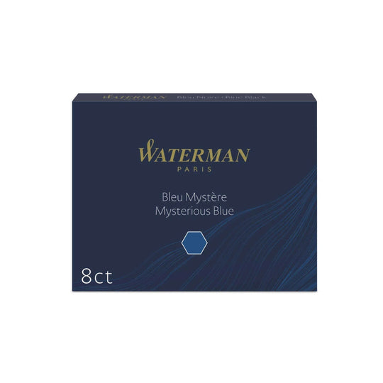 Waterman Long Ink Cartridge Pack of 8 - Mysterious Blue (Blue-Black)
