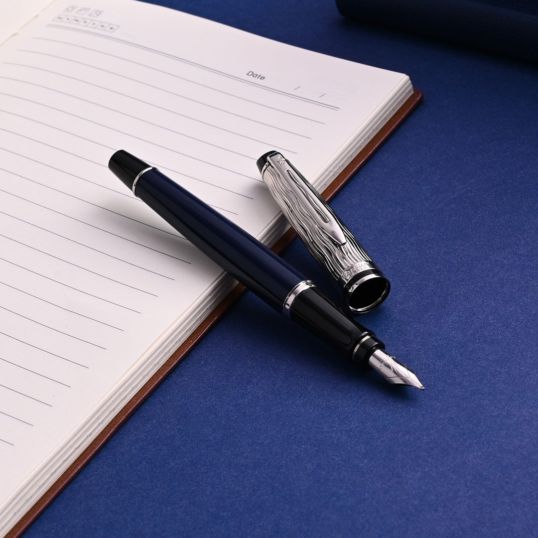 Waterman ★ セレニテ ★ 18K-M Waterman Serenite Black Fountain Pen - Broad 18kt Gold Nib