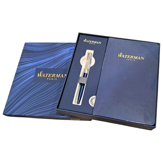 Waterman Gift Set - Allure Deluxe Blue Ball Pen with Waterman Blue Notebook