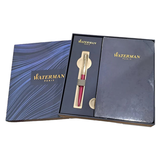 Waterman Gift Set - Allure Deluxe Pink Ball Pen with Waterman Blue Notebook