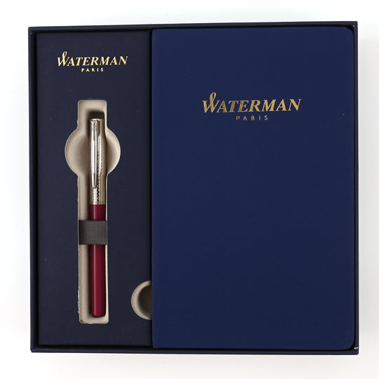 Waterman Gift Set - Allure Deluxe Pink "Fine" Fountain Pen with Waterman Blue Notebook