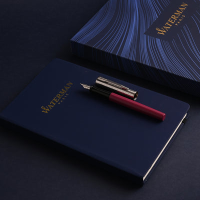Waterman Gift Set - Allure Deluxe Pink "Fine" Fountain Pen with Waterman Blue Notebook 5