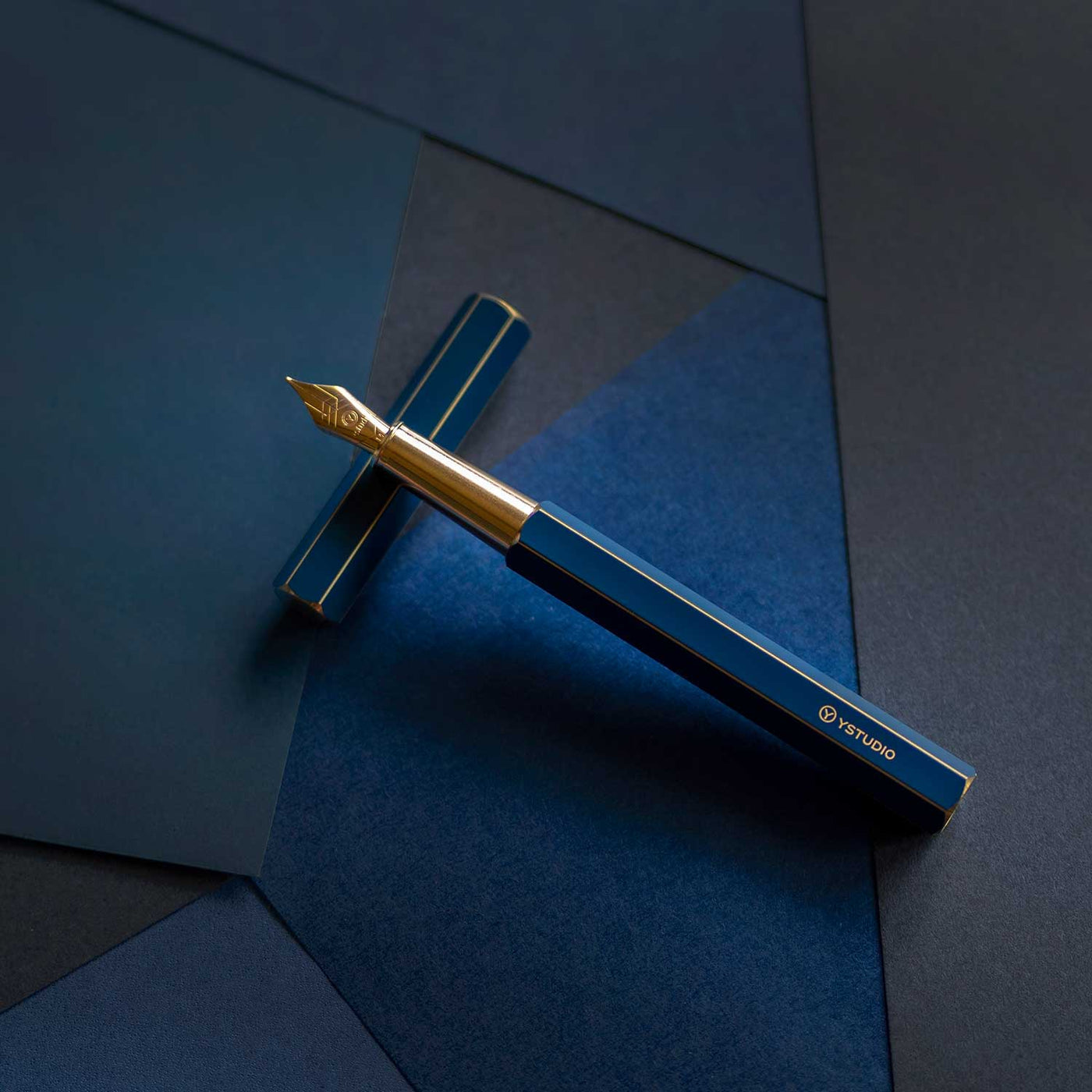 YSTUDIO Classic Revolve Fountain Pen Blue Steel Nib Image 7