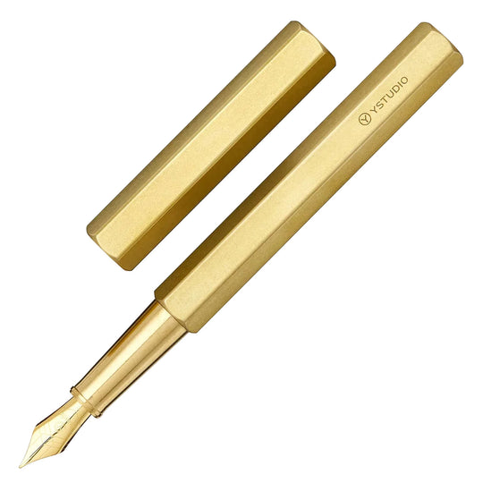 YSTUDIO Classic Revolve Fountain Pen, Brass - Steel Nib