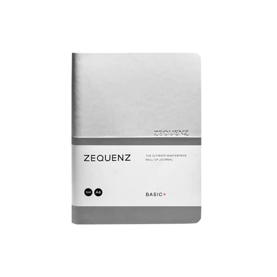 Zequenz Basic+ Notebook, White & Silver - A5, Ruled & Plain