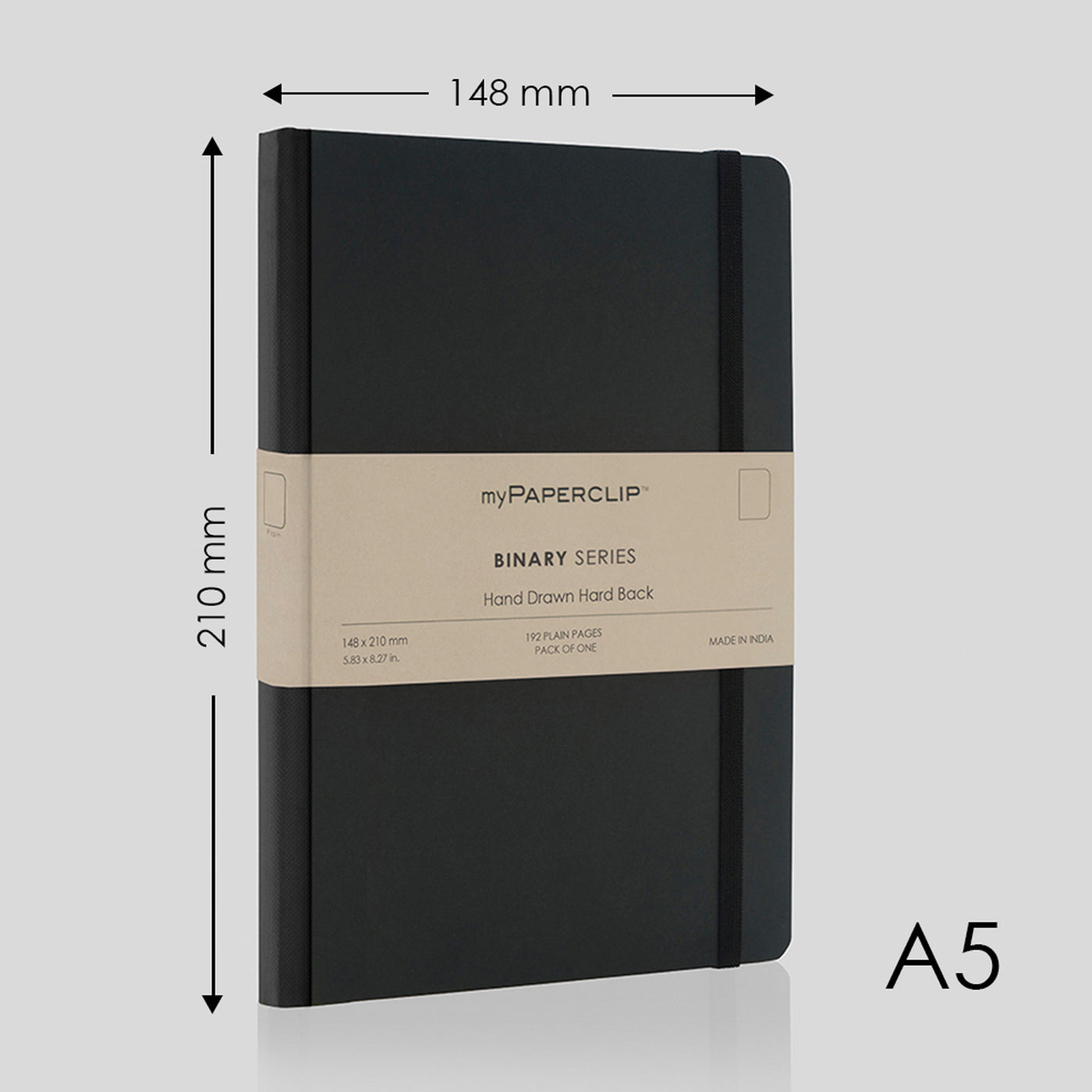 myPAPERCLIP Binary Series Hard Cover Notebook - Black - A5 - Ruled 2