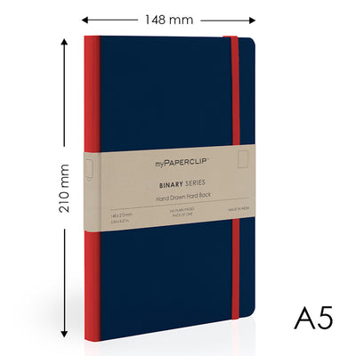 myPAPERCLIP Binary Series Hard Cover Notebook - Blue - A5 - Plain 2
