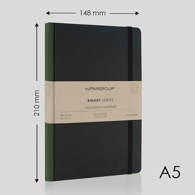 myPAPERCLIP Binary Series Hard Cover Notebook - Green - A5 - Ruled 2