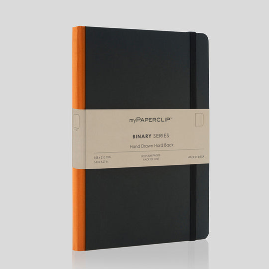 myPAPERCLIP Binary Series Hard Cover Notebook - Orange - A5 - Plain