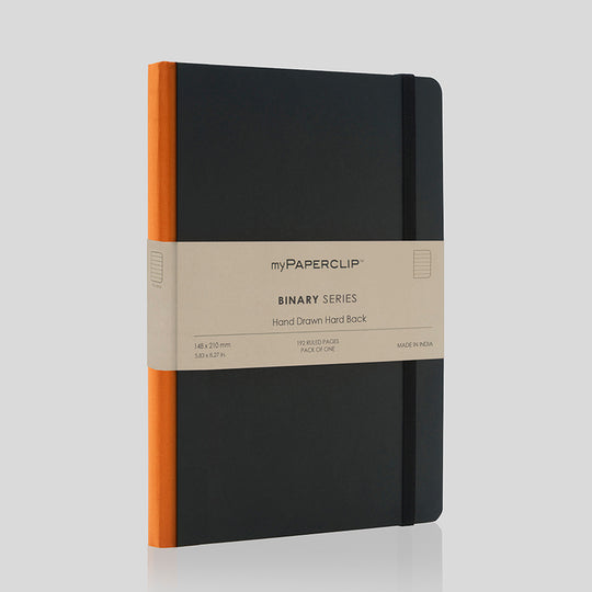 myPAPERCLIP Binary Series Hard Cover Notebook - Orange - A5 - Ruled
