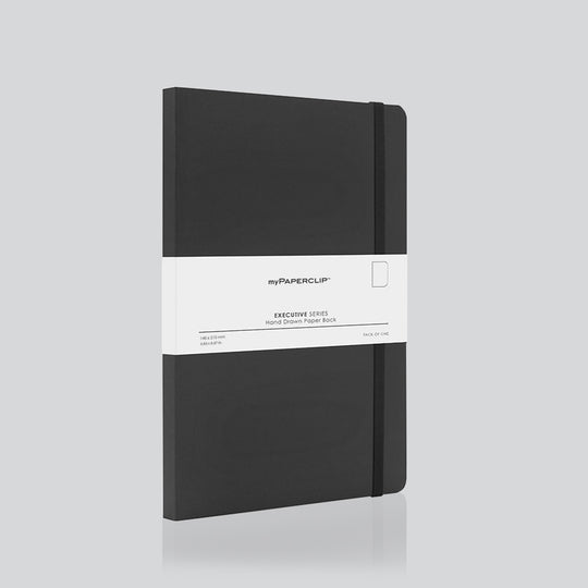 myPAPERCLIP Executive Series Soft Cover Notebook - Black - A5 - Plain
