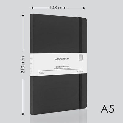 myPAPERCLIP Executive Series Soft Cover Notebook - Black - A5 - Ruled