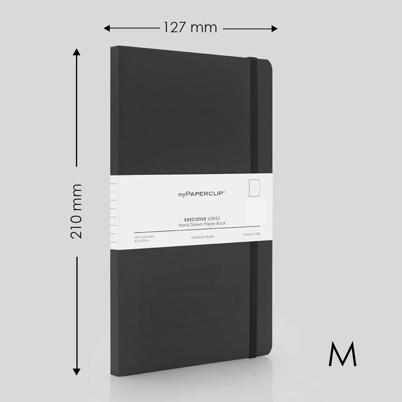 myPAPERCLIP Executive Series Soft Cover Notebook - Black - Medium - Plain