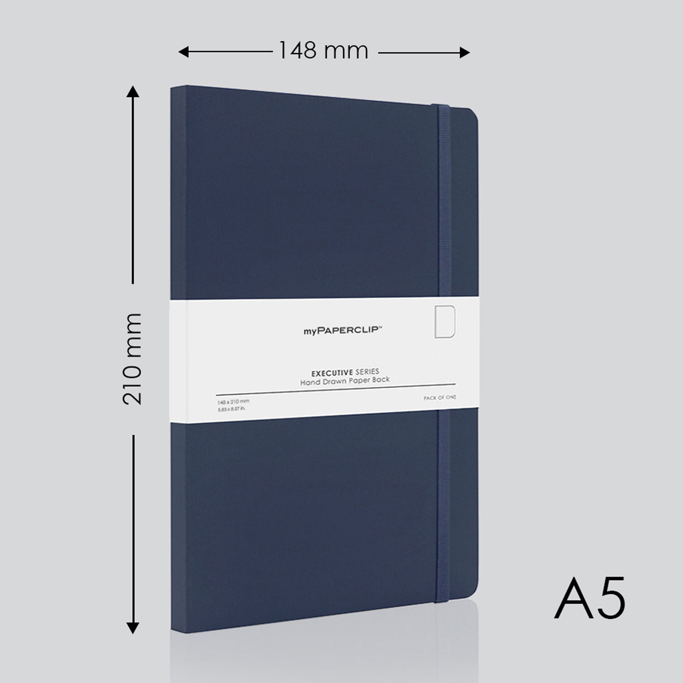 myPAPERCLIP Executive Series Soft Cover Notebook - Blue - A5 - Plain