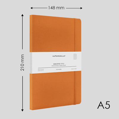 myPAPERCLIP Executive Series Soft Cover Notebook - Orange - A5 - Squared