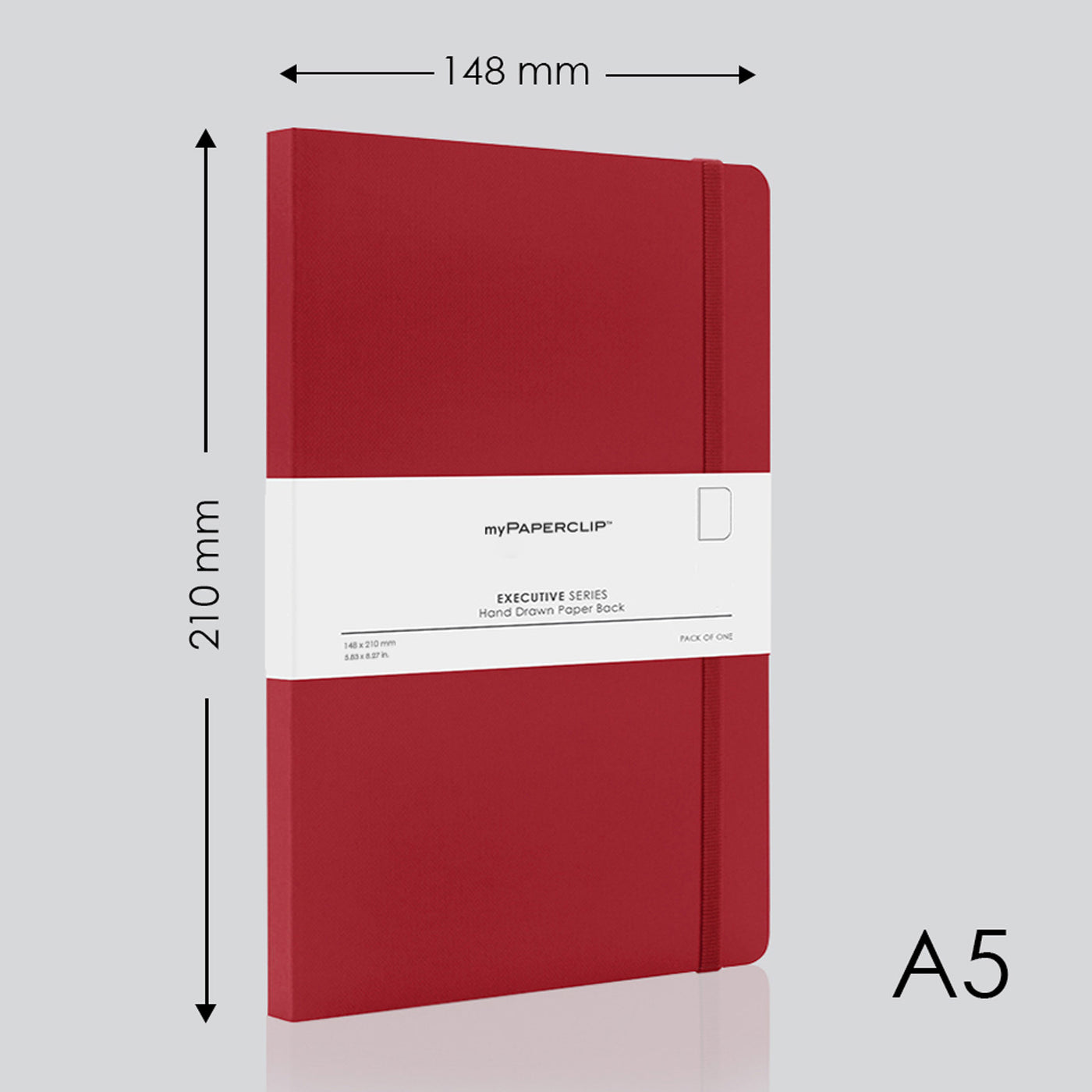 myPAPERCLIP Executive Series Soft Cover Notebook - Red - A5 - Plain