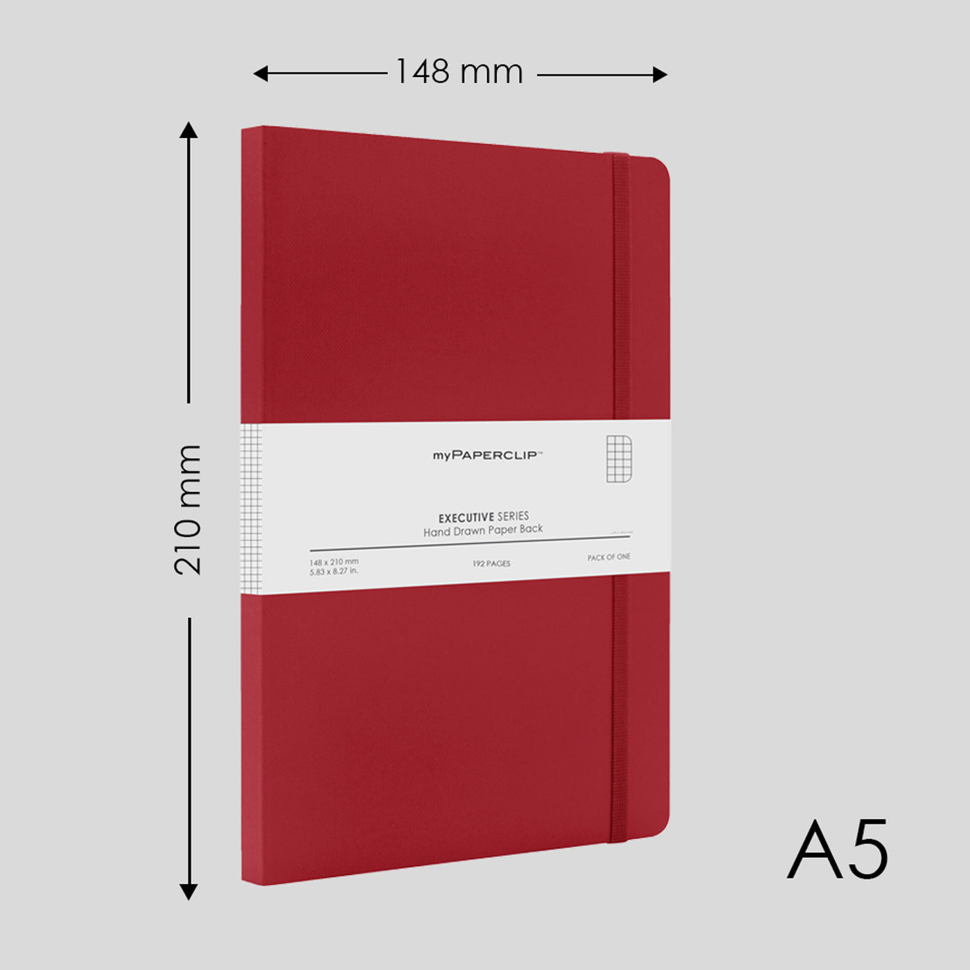 myPAPERCLIP Executive Series Soft Cover Notebook - Red - A5 - Squared