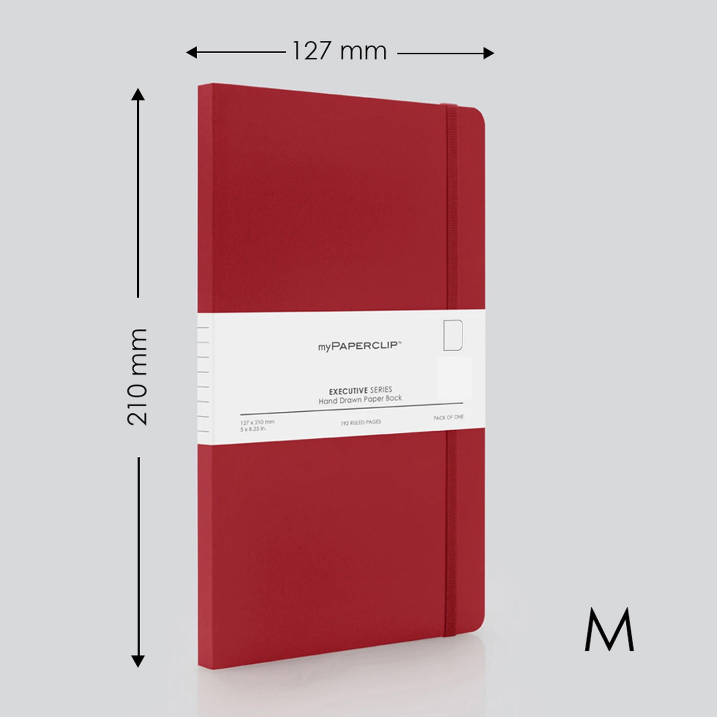 myPAPERCLIP Executive Series Soft Cover Notebook - Red - Medium - Plain