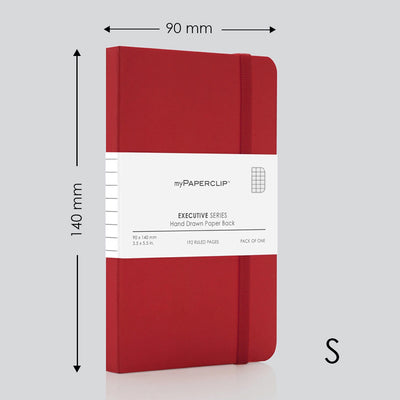 myPAPERCLIP Executive Series Soft Cover Notebook - Red - Small - Squared