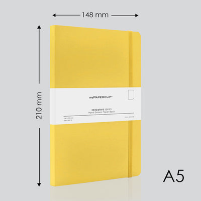 myPAPERCLIP Executive Series Soft Cover Notebook - Yellow - A5 - Plain