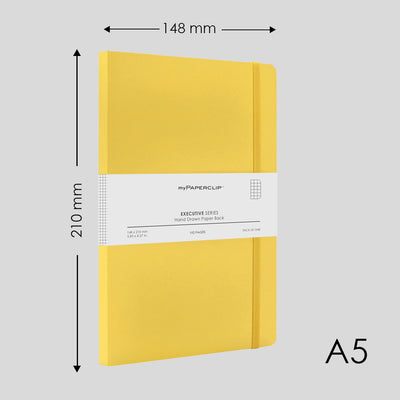 myPAPERCLIP Executive Series Soft Cover Notebook - Yellow - A5 - Squared