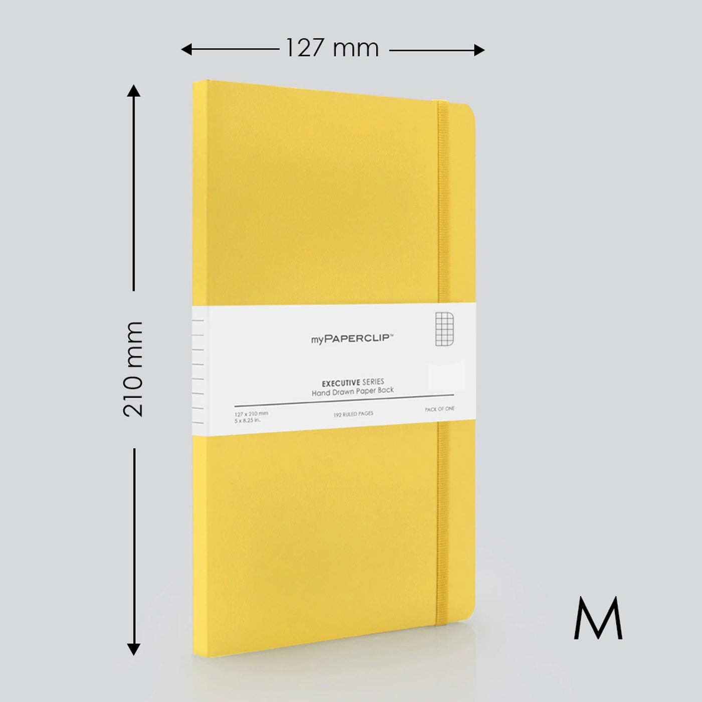 myPAPERCLIP Executive Series Soft Cover Notebook - Yellow - Medium - Squared