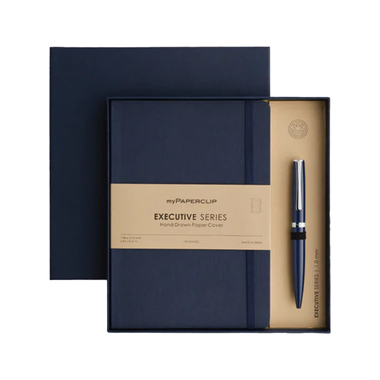 myPAPERCLIP Gift Set - Classic Blue Ball Pen with Executive Series Blue A5 Notebook