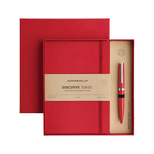 myPAPERCLIP Gift Set - Classic Red Ball Pen with Executive Series Red A5 Notebook