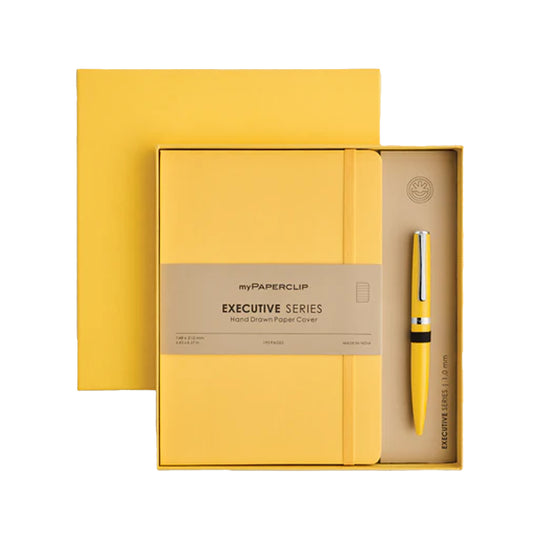 myPAPERCLIP Gift Set - Classic Yellow Ball Pen with Executive Series Yellow A5 Notebook