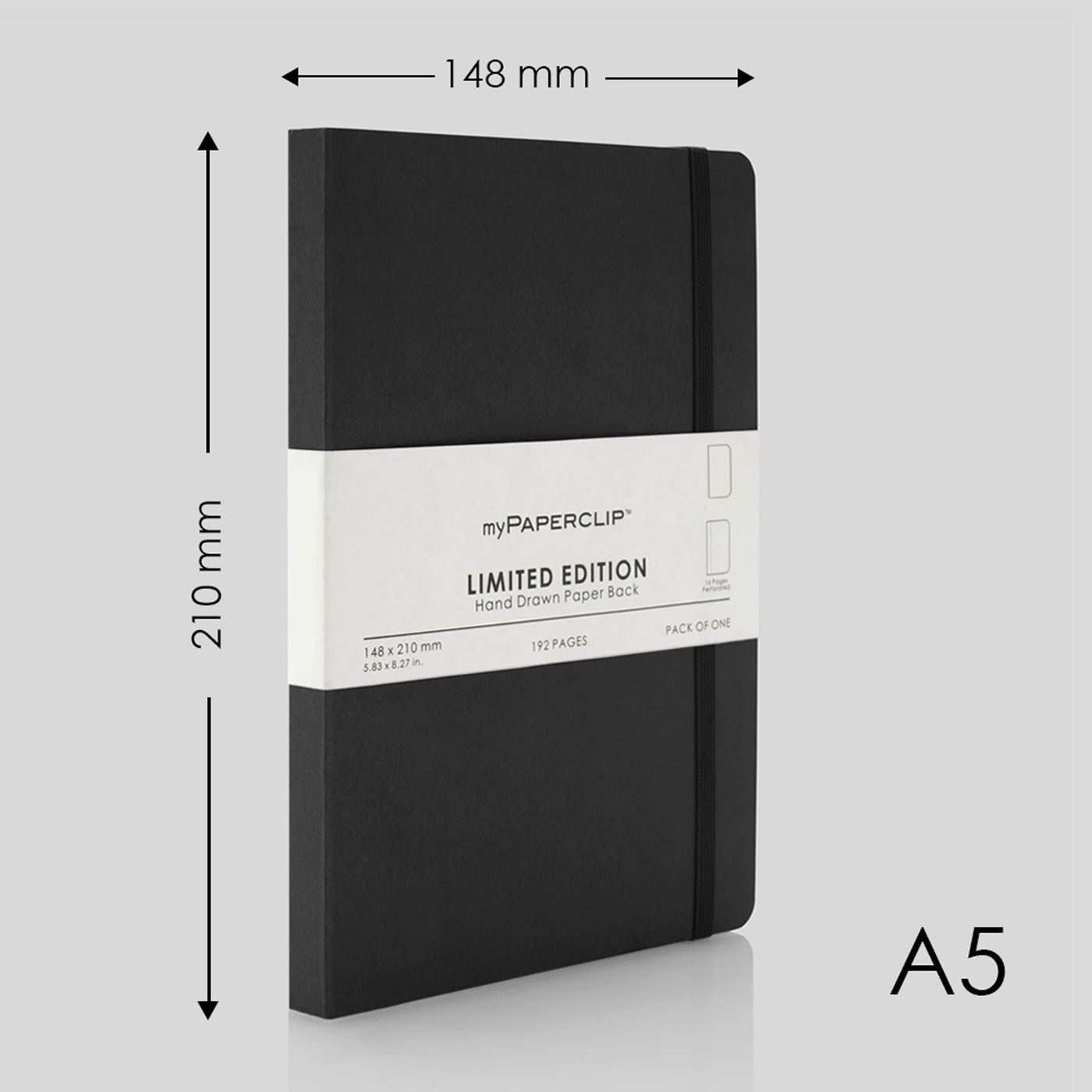 myPAPERCLIP Limited Edition Soft Cover Notebook - Black - A5 - Plain 2