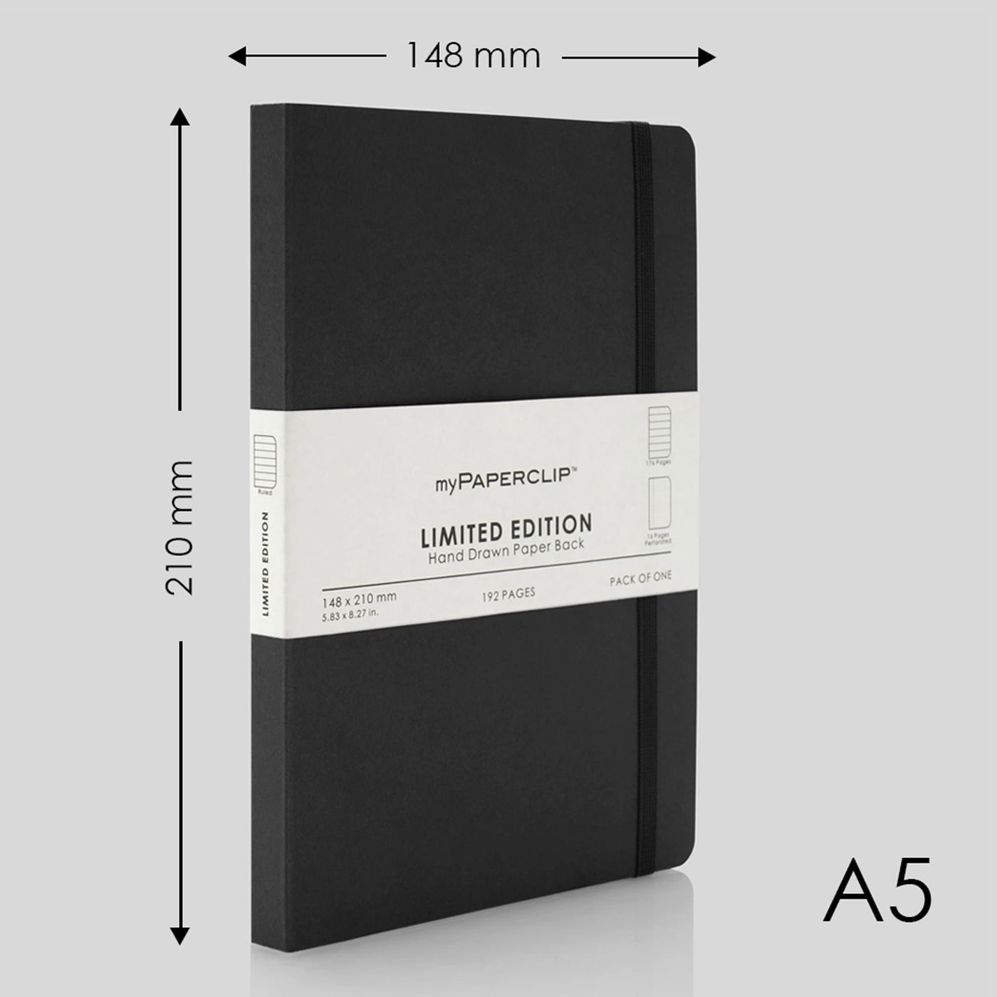 myPAPERCLIP Limited Edition Soft Cover Notebook - Black - A5 - Ruled 2