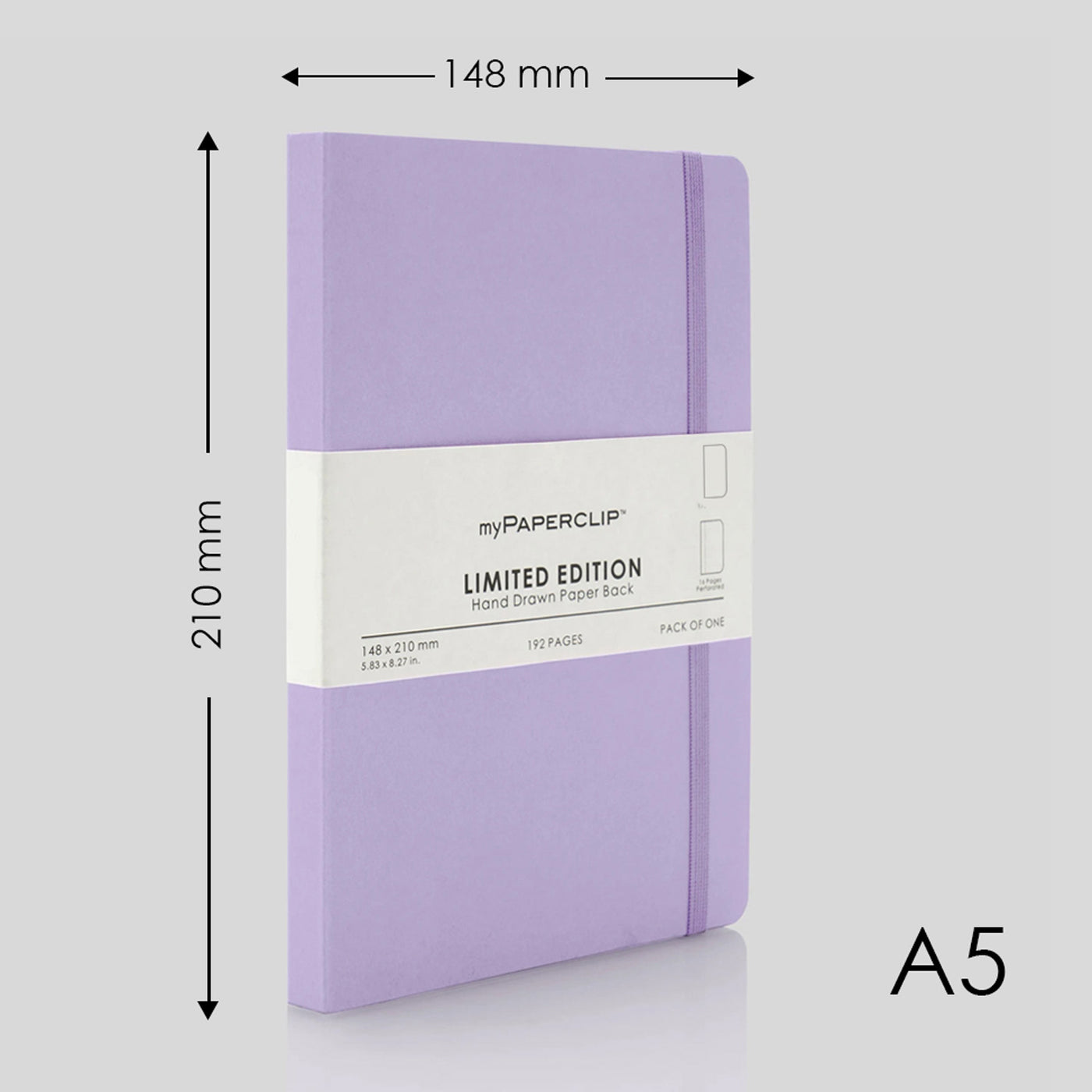 myPAPERCLIP Limited Edition Soft Cover Notebook - Lilac - A5 - Plain 2