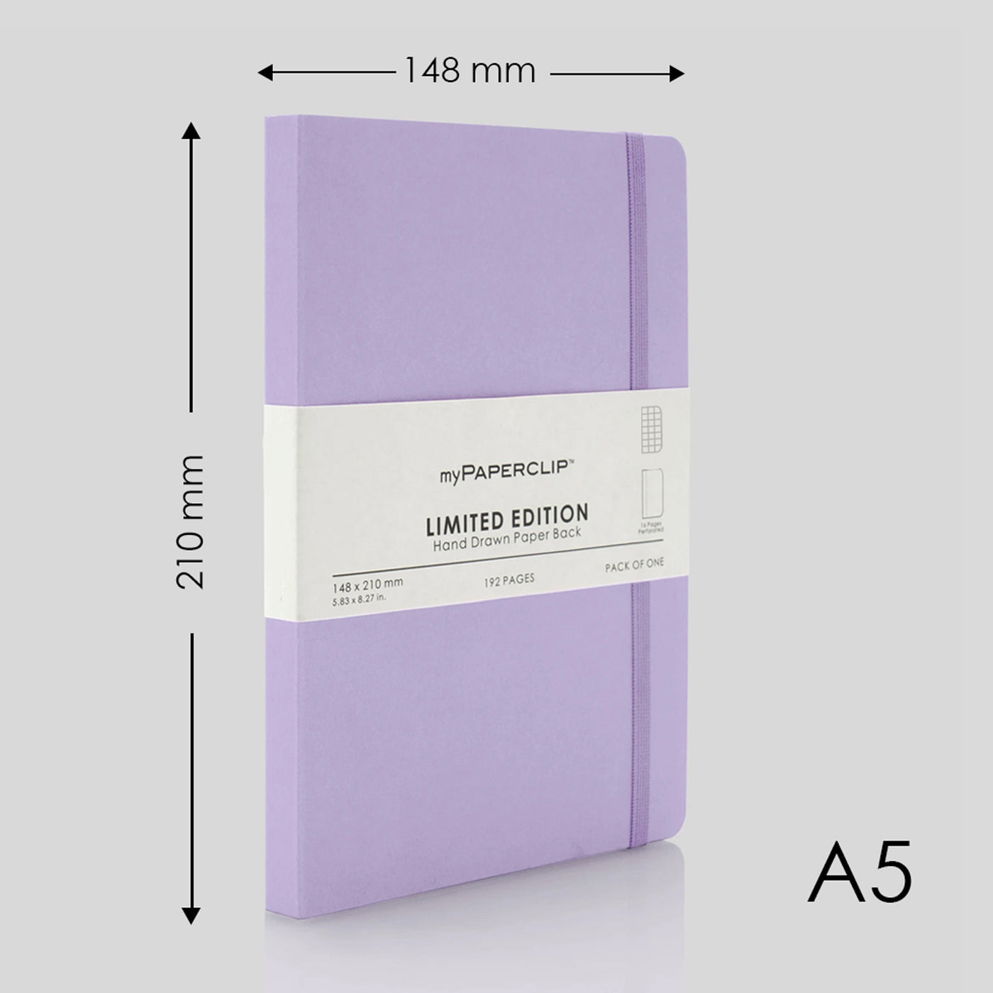 myPAPERCLIP Limited Edition Soft Cover Notebook - Lilac - A5 - Squared 2
