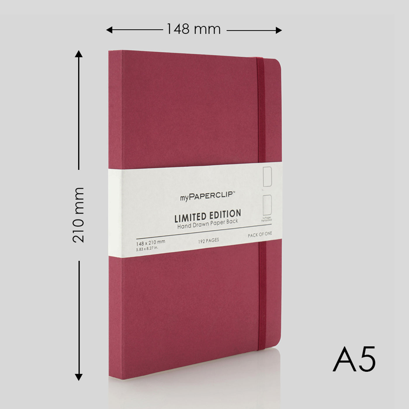 myPAPERCLIP Limited Edition Soft Cover Notebook - Raspberry - A5 - Plain 2