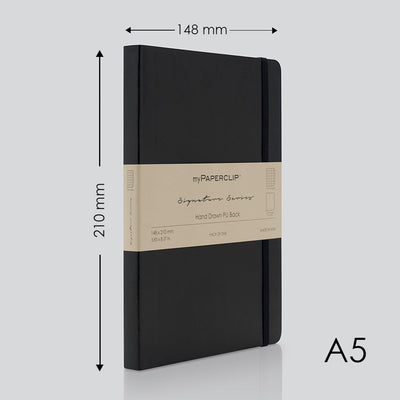 myPAPERCLIP Signature Series Soft Cover Notebook - Black - A5 - Squared