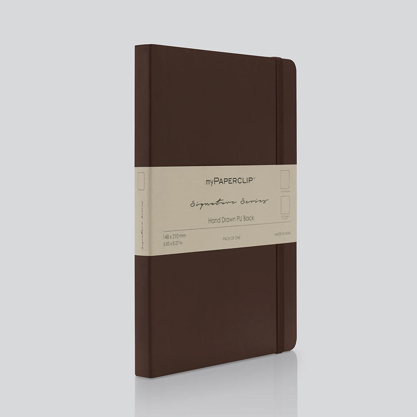 myPAPERCLIP Signature Series Soft Cover Notebook - Brown - A5 - Plain