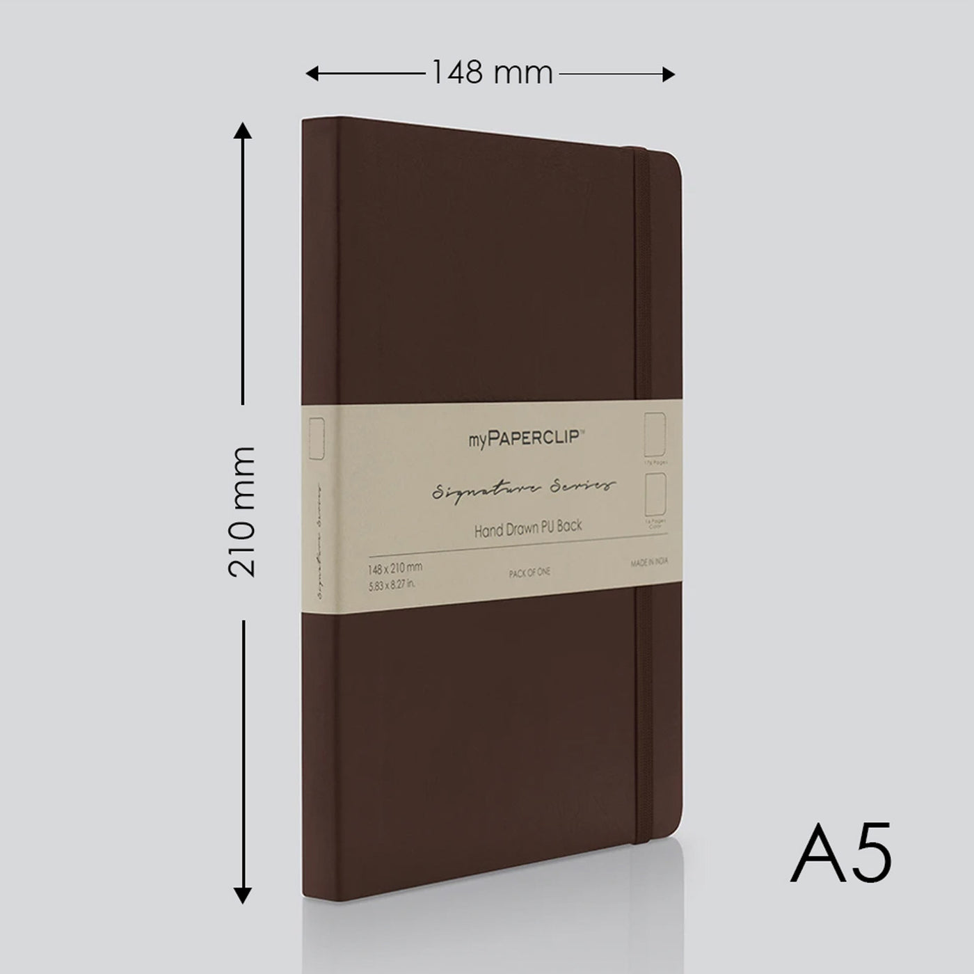 myPAPERCLIP Signature Series Soft Cover Notebook - Brown - A5 - Plain