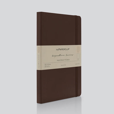 myPAPERCLIP Signature Series Soft Cover Notebook - Brown - A5 - Squared