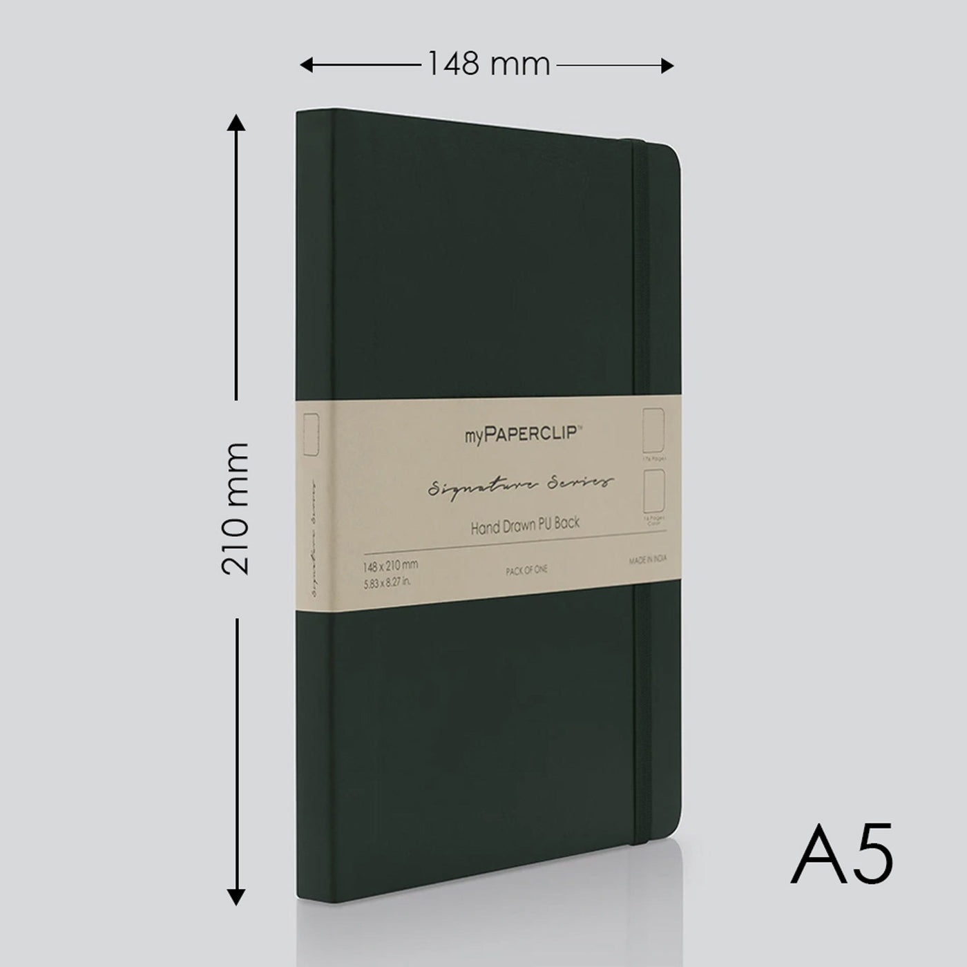 myPAPERCLIP Signature Series Soft Cover Notebook - Green - A5 - Plain