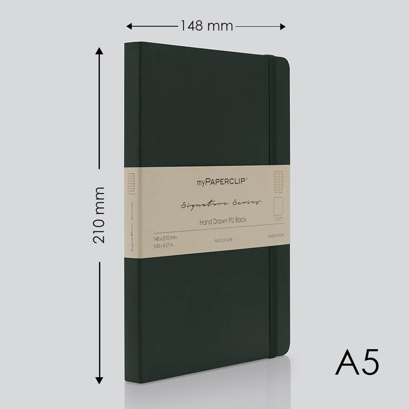 myPAPERCLIP Signature Series Soft Cover Notebook - Green - A5 - Squared