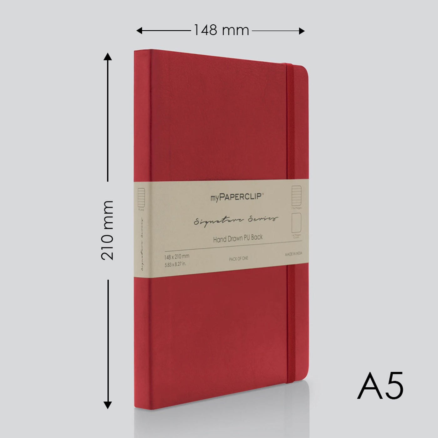 myPAPERCLIP Signature Series Soft Cover Notebook - Red - A5 - Ruled