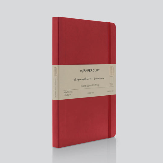 myPAPERCLIP Signature Series Soft Cover Notebook - Red - A5 - Squared