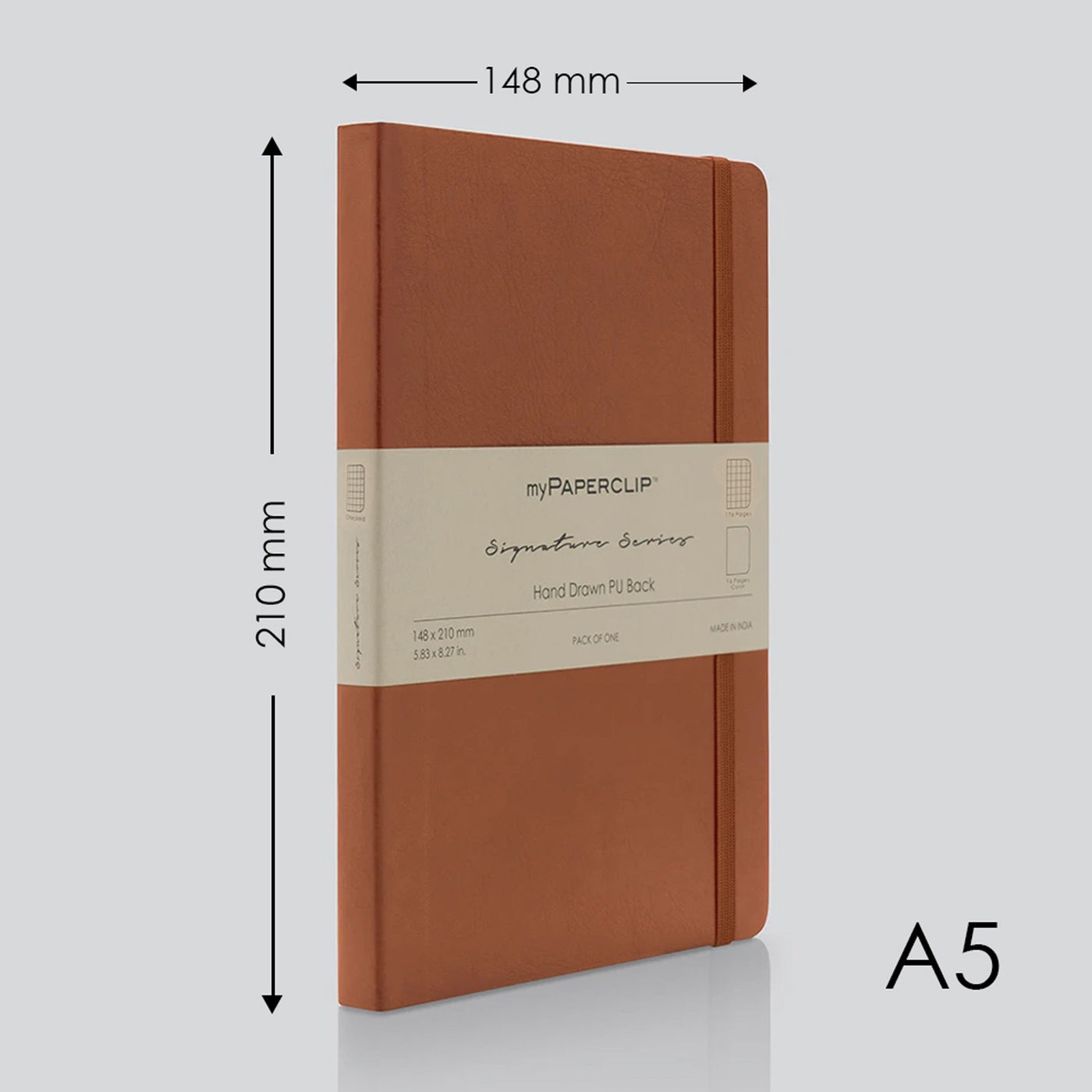 myPAPERCLIP Signature Series Soft Cover Notebook - Tan - A5 - Squared