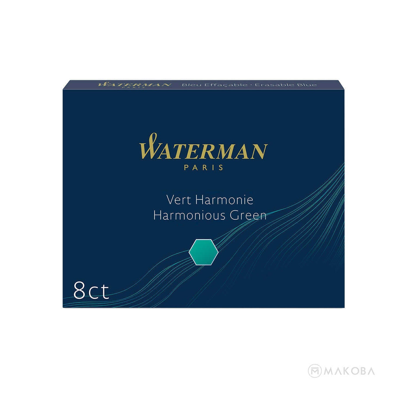 Waterman Long Ink Cartridge Pack of 8 - Harmonious Green 1