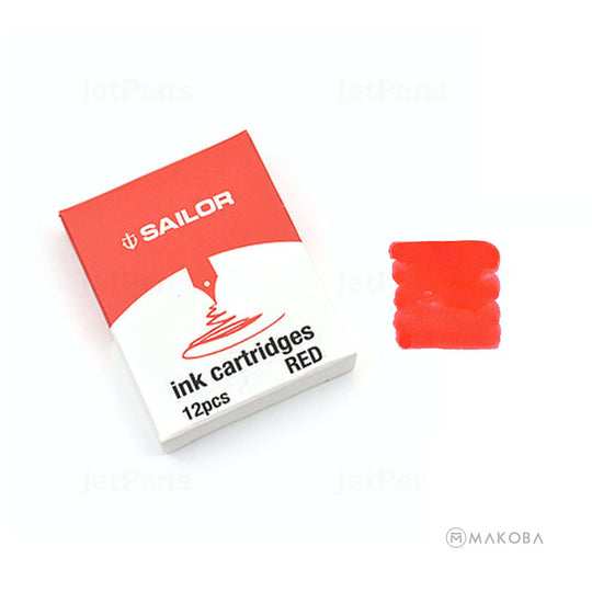 Sailor Dye Based Ink Cartridge, Red - Pack Of 12